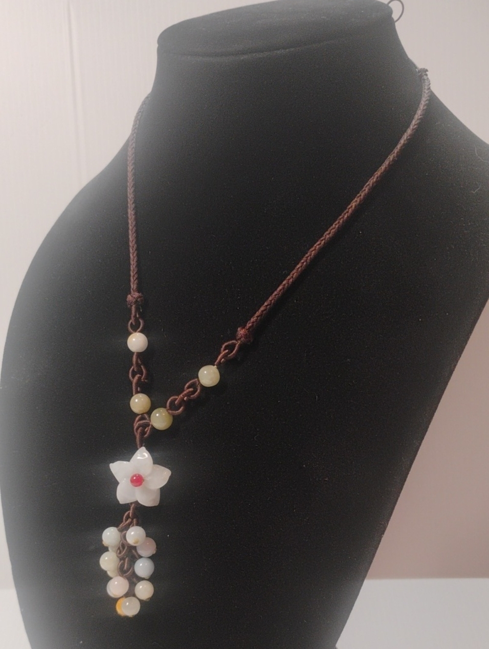 Carved Jade Drop Necklace